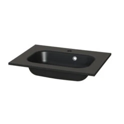 Tiger Reverse Meubelset Met 2 Lades 60 Cm Chalet Eik / Mat Zwart Inclusief Oval Wastafel Mat Zwart -Prachtige Badkamerwinkel 123 108