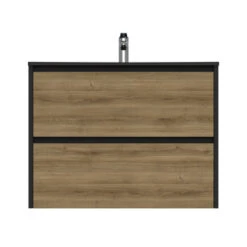 Tiger Reverse Meubelset 80 Cm Met 2 Lades Chalet Eik / Mat Zwart Inclusief Oval Wastafel Mat Zwart -Prachtige Badkamerwinkel 123 1151