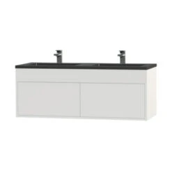 Tiger Helsinki Badkamermeubel 120 Cm Hoogglans Wit Met Wastafel Polybeton Zwart -Prachtige Badkamerwinkel 123 1184