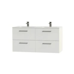 Tiger Badkamermeubel Studio 120cm Hoogglans Wit Met Ronde RVS Greep -Prachtige Badkamerwinkel 123 1220