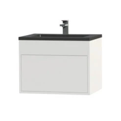 Tiger Helsinki Badkamermeubel 60 Cm Hoogglans Wit Met Wastafel Polybeton Zwart -Prachtige Badkamerwinkel 123 1246