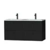 Tiger Maryport Badkamermeubelset 120 Cm Mat Zwart Met Wit Glanzende Polybeton Wastafel En Matzwarte Grepen -Prachtige Badkamerwinkel 123 1253
