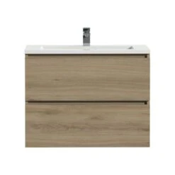 Tiger Karlo Badkamermeubel 80 Cm Chalet Eiken Met Wastafel Hoogglans Wit -Prachtige Badkamerwinkel 123 1306