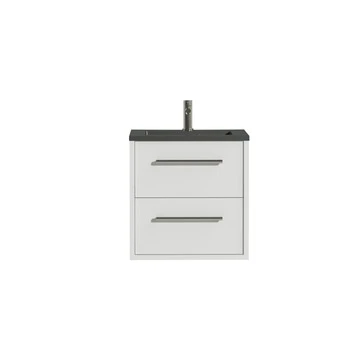 Tiger Badkamermeubel Boston 60cm Hoogglans Wit/matzwart Met RVS Grepen 3 Tiger Badkamermeubel Boston 60cm Hoogglans Wit/matzwart Met RVS Grepen