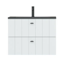 Tiger Maryport Badkamermeubelset 80 Cm Mat Wit Met Matzwarte Polybeton Wastafel En Matzwarte Grepen -Prachtige Badkamerwinkel 123 1340