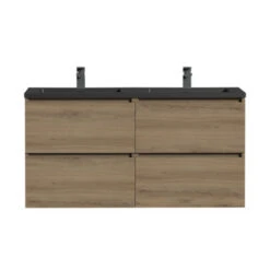 Tiger Karlo Badkamermeubel 120cm Chalet Eik Met Zwart Wastafelblad -Prachtige Badkamerwinkel 123 1421