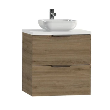 Tiger Badkamermeubel Studio 60 Cm Chalet Eik Met Keramische Waskom Hoogglans Wit En Profielgrepen 4 Tiger Badkamermeubel Studio 60 Cm Chalet Eik Met Keramische Waskom Hoogglans Wit En Profielgrepen - Afbeelding 2