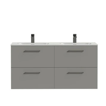 Tiger Badkamermeubel Studio 120cm Matgrijs/wit Met Ronde Greep 3 Tiger Badkamermeubel Studio 120cm Matgrijs/wit Met Ronde Greep