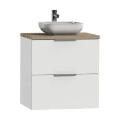 Tiger Badkamermeubel Studio 60cm Hoogglans Wit/witte Waskom Met Profielgrepen -Prachtige Badkamerwinkel 123 1479