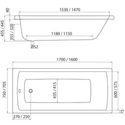 Sealskin Bad Trend Acryl 70x160x45 Cm -Prachtige Badkamerwinkel 123 1643