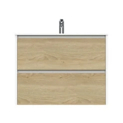 Tiger Reverse Meubelset 80 Cm Met 2 Lades Naturel Eik / Mat Wit Inclusief Oval Wastafel Hoogglans Wit -Prachtige Badkamerwinkel 123 168