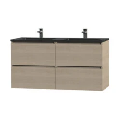 Prachtige Badkamerwinkel 11 Tiger Karlo Badkamermeubel 120 Cm Naturel Eiken Met Wastafel Zwart