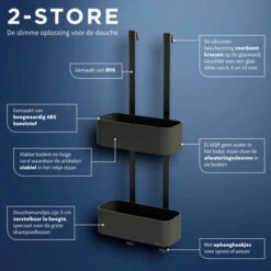 Tiger Doucherek Ophangbaar 2-store 25cm Zwart -Prachtige Badkamerwinkel 123 1818