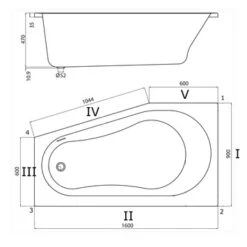 Sealskin Bad Optimo Compact Links Acryl 90x160x48 Cm -Prachtige Badkamerwinkel 123 190