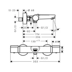 Hansgrohe Thermostatische Badkraan Versostat2 Chroom 15 Cm 7 Hansgrohe Thermostatische Badkraan Versostat2 Chroom 15 Cm -Prachtige Badkamerwinkel 123 256
