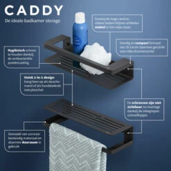 Tiger Douchemand Met Handdoekhouder Caddy Zw 22 Tiger Douchemand Met Handdoekhouder Caddy Zw -Prachtige Badkamerwinkel 123 2855