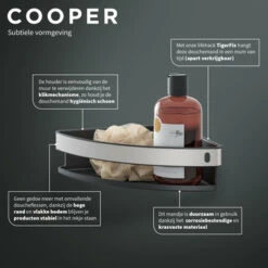 Tiger Hoekdouchemand Cooper 21 Cm RVS/zwart -Prachtige Badkamerwinkel 123 2875