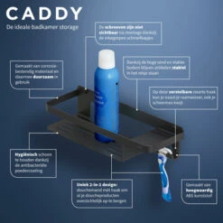 Tiger Douchemand Met Haak Caddy Zwart 18 Tiger Douchemand Met Haak Caddy Zwart -Prachtige Badkamerwinkel 123 3008