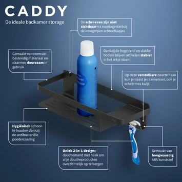 Tiger Douchemand Met Haak Caddy Zwart 10 Tiger Douchemand Met Haak Caddy Zwart - Afbeelding 8