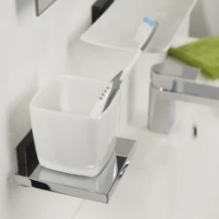 Tiger Bekerhouder Zenna Hangend Met Beker Chroom/Wengé -Prachtige Badkamerwinkel 123 3131