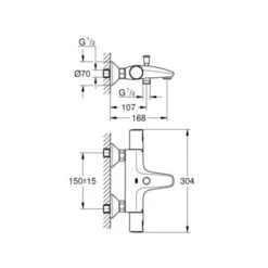 Grohe Thermostatische Badkraan Precision Start Chroom 15 Cm -Prachtige Badkamerwinkel 123 336