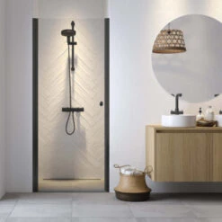 Sealskin Hooked Draaideur In Nis, 90 Cm Breed, 200 Cm Hoog, Mat Zwart