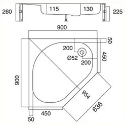Sealskin Douchebak Optimo 5-hoek Hoekinstap Opbouw 90x90x26 Cm -Prachtige Badkamerwinkel 123 4286