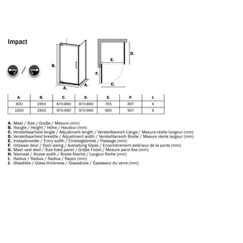 Sealskin Douchecabine Met Swingdeur Impact 90x195 Cm Chroom 4 Sealskin Douchecabine Met Swingdeur Impact 90x195 Cm Chroom - Afbeelding 2