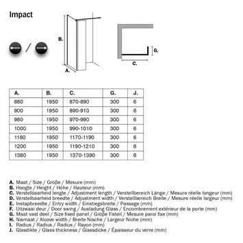 Sealskin Inloopdouche Impact A1 118x30x195 Cm Chroom 8 Sealskin Inloopdouche Impact A1 118x30x195 Cm Chroom - Afbeelding 6