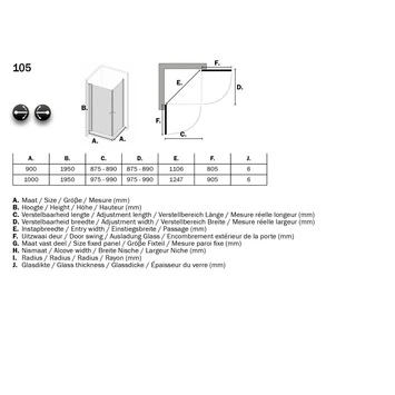 Sealskin Douchecabine Met Swingdeur C105 Hoekinstap 90x195 Cm Chroom 5 Sealskin Douchecabine Met Swingdeur C105 Hoekinstap 90x195 Cm Chroom - Afbeelding 3