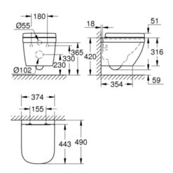 Grohe Wandcloset Ceramic Compact Verkort 10 Grohe Wandcloset Ceramic Compact Verkort -Prachtige Badkamerwinkel 123 616