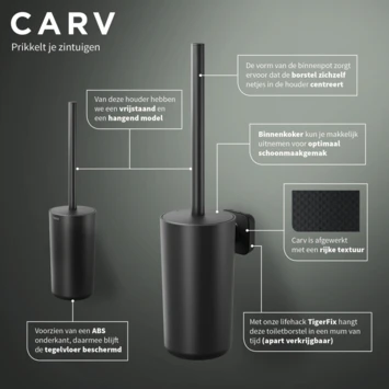 Tiger Carv Toiletborstel Met Houder Zwart 7 Tiger Carv Toiletborstel Met Houder Zwart - Afbeelding 5
