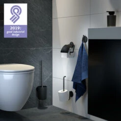 Tiger Tune Toiletrolhouder Met Klep Geborsteld Zwart/mat Zwart -Prachtige Badkamerwinkel 123 6691