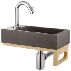 Atlantic Fonteinset Brody Links Zwart Natuursteen 36x18x9 Cm -Prachtige Badkamerwinkel 123 7155