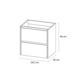 Tiger Reverse Meubelset 60 Cm Met 2 Lades Naturel Eik / Mat Wit Inclusief Quadro Wastafel Hoogglans Wit -Prachtige Badkamerwinkel 123 728