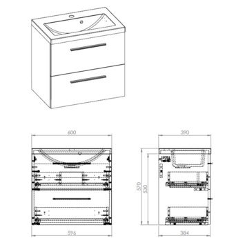 Atlantic Badmeubel Alice 60cm Hout 5 Atlantic Badmeubel Alice 60cm Hout - Afbeelding 3