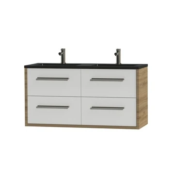 Tiger Badkamermeubel Boston 120cm Chalet Eik/matzwart Met Grepen RVS 5 Tiger Badkamermeubel Boston 120cm Chalet Eik/matzwart Met Grepen RVS - Afbeelding 3