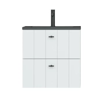 Tiger Maryport Badkamermeubelset 60 Cm Mat Wit Met Matzwarte Polybeton Wastafel En Matzwarte Grepen 5 Tiger Maryport Badkamermeubelset 60 Cm Mat Wit Met Matzwarte Polybeton Wastafel En Matzwarte Grepen - Afbeelding 3