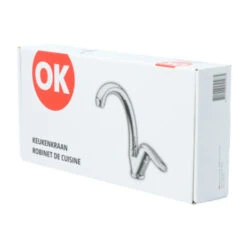 OK Keukenkraan Met Hoog Gebogen Uitloop En Hendel Chroom -Prachtige Badkamerwinkel 123 7766