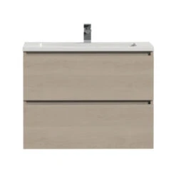 Tiger Karlo Badkamermeubel 80 Cm Naturel Eiken Met Wastafel Hoogglans Wit -Prachtige Badkamerwinkel 123 787