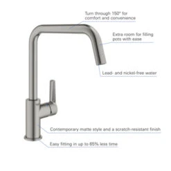Grohe Keukenkraan Start Hoge U-uitloop QuickFix Supersteel (RVS Look) -Prachtige Badkamerwinkel 123 7898