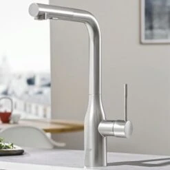 Grohe Colours Keukenkraan Essence New RVS Met Uittrekbare Mousseur -Prachtige Badkamerwinkel 123 7909