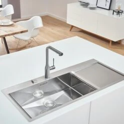 Grohe Colours Keukenkraan Essence New RVS Met Uittrekbare Mousseur -Prachtige Badkamerwinkel 123 7911