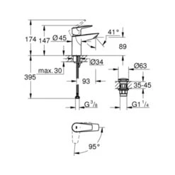 Grohe Wastafelkraan Start Edge S-size QuickFix Chroom -Prachtige Badkamerwinkel 123 7919