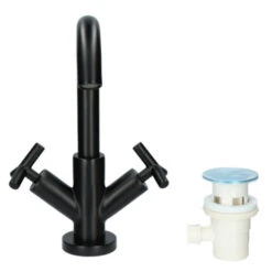 Absolut Wastafelkraan Post 2-knops Zwart 27 Absolut Wastafelkraan Post 2-knops Zwart -Prachtige Badkamerwinkel 123 8003