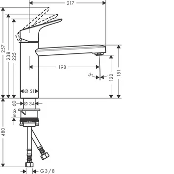 Hansgrohe Keukenkraan Focus M43 Met Hendel Chroom 120 5 Hansgrohe Keukenkraan Focus M43 Met Hendel Chroom 120 - Afbeelding 3