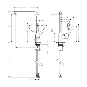 Hansgrohe Keukenkraan Cento L 1-greeps 4 Hansgrohe Keukenkraan Cento L 1-greeps - Afbeelding 2