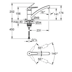 Grohe Keukenkraan Start Eco Met Hendel Chroom -Prachtige Badkamerwinkel 123 8265