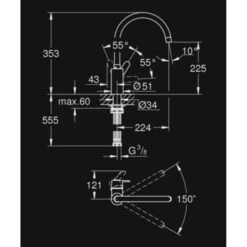 GROHE Keukenkraan Get Met Hendel En Hoge Uitloop Chroom -Prachtige Badkamerwinkel 123 8310