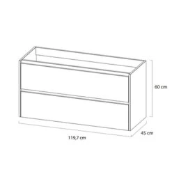 Tiger Reverse Meubelset 120 Cm Met 2 Lades Chalet Eik / Mat Zwart Inclusief Quadro Wastafel Dubbel Mat Zwart -Prachtige Badkamerwinkel 123 846